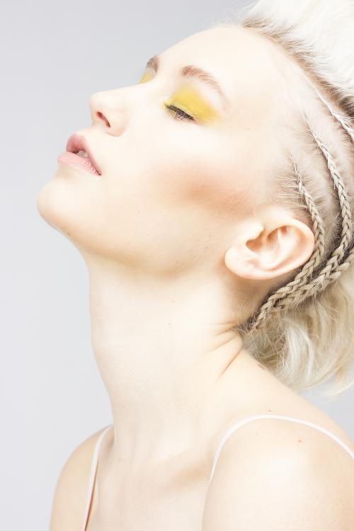 mohawk fohawk blonde white ash edgy braids cornrows yellow hair makeup