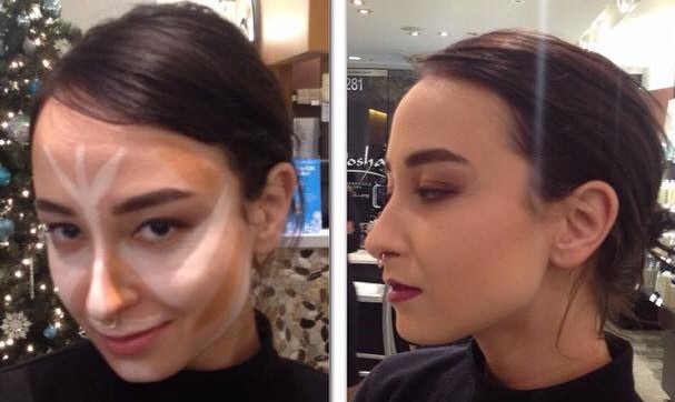 makeup, contour, before after, evening, complexion