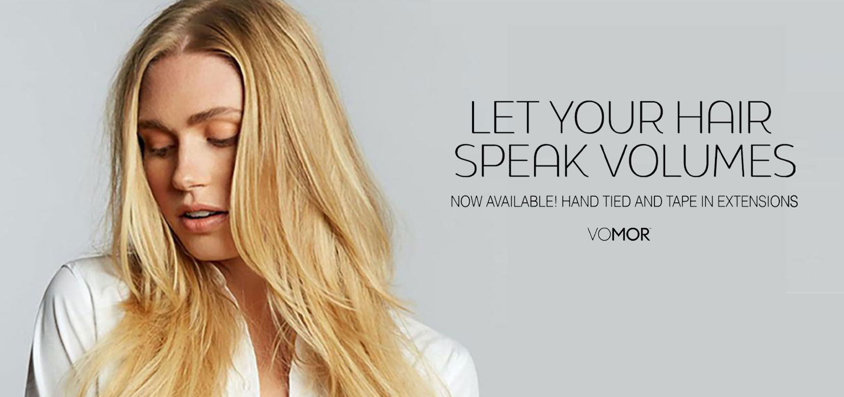 An image of vomor tape in and hand tied extensions with VoMor hair
