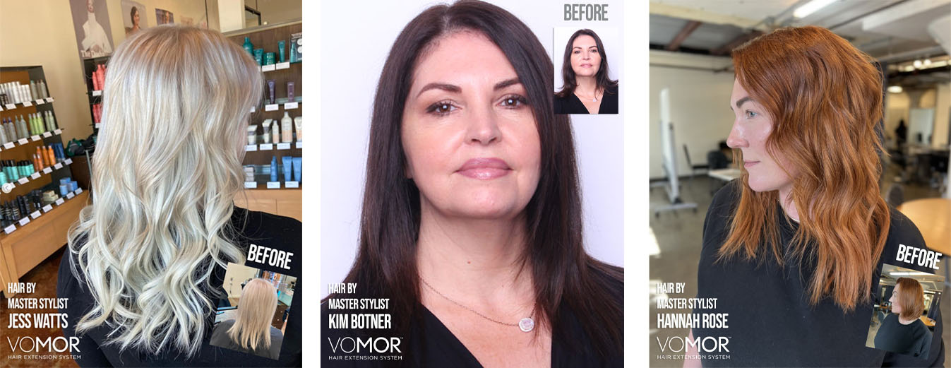 VOMOR hair extension before and after photos