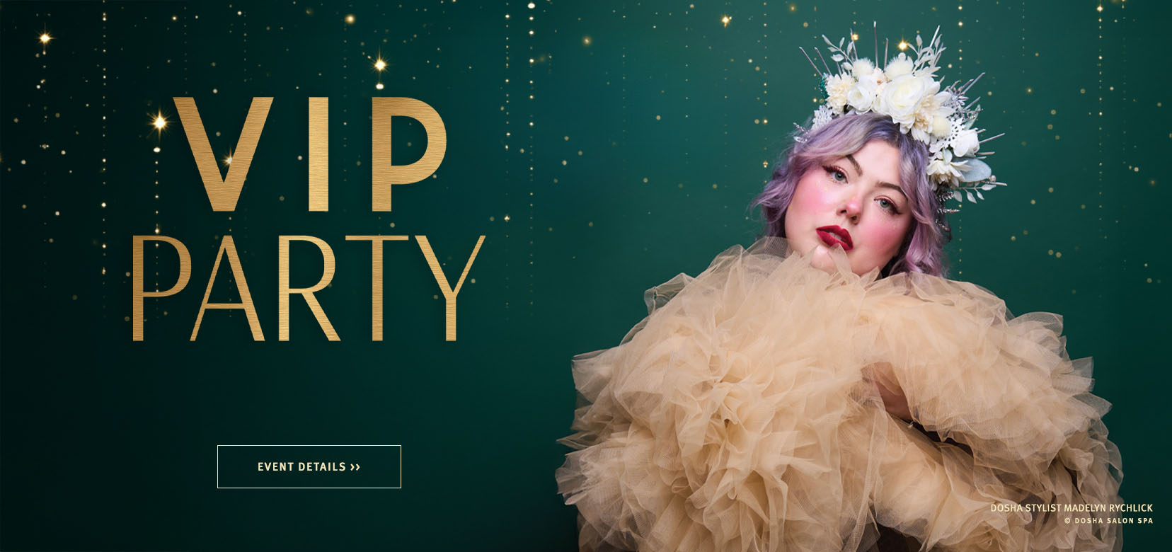 image of stylist Maddie in our holiday VIP Party invitations