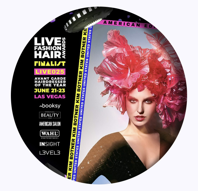 Kim Botner, finalist for the live fashion hair awards avant garde hairdresser of the year 2025