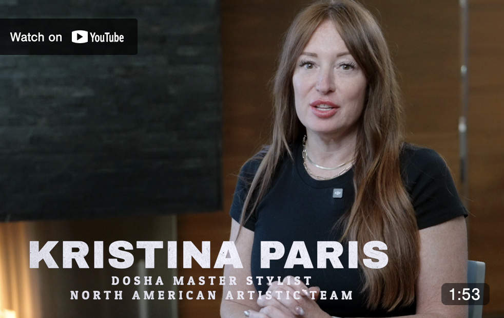 image of Master Stylist Kristina Paris in a video describing the processing of duplicating the color techniques inspired by nature in the pacific northwest